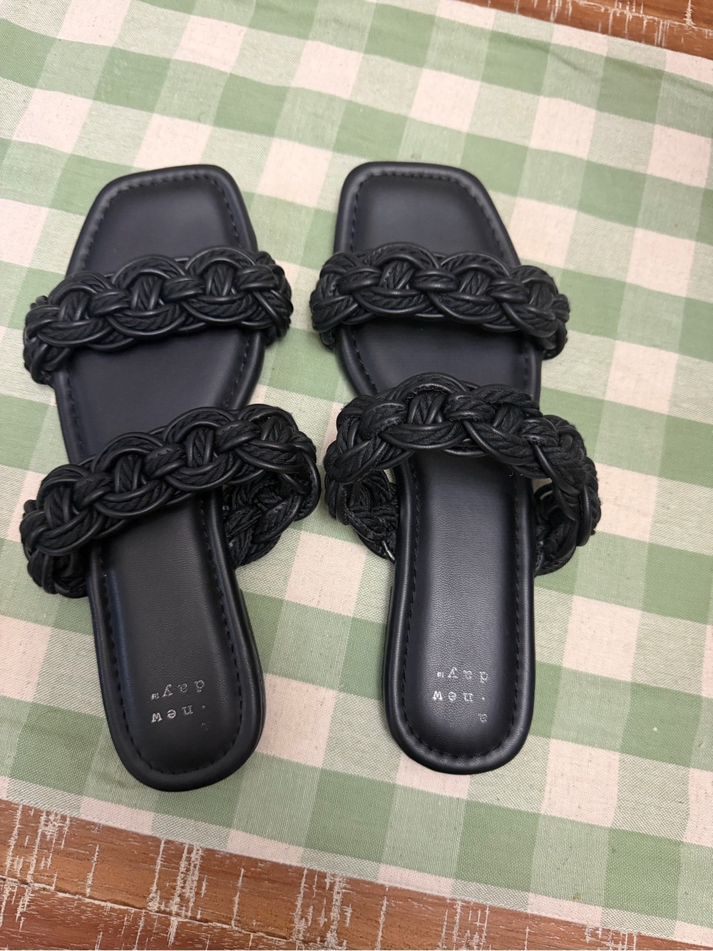 Target Black Braided Double-Strap Slide Mules - Women